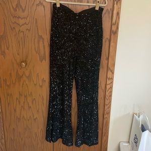 EUC Express Sequin Flare Super High Rise